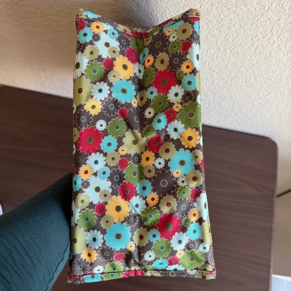 Thirty-One Floral Daisy Print Utility‎ Tote Bag Multi Color Pockets